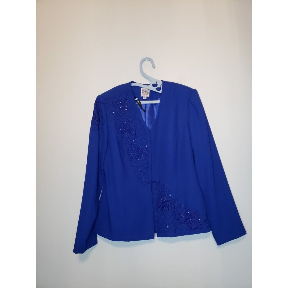 Vtg R&M Richards Karen Kwong Womens 12 Blazer Jacket Blue Special Occasion - Picture 1 of 6
